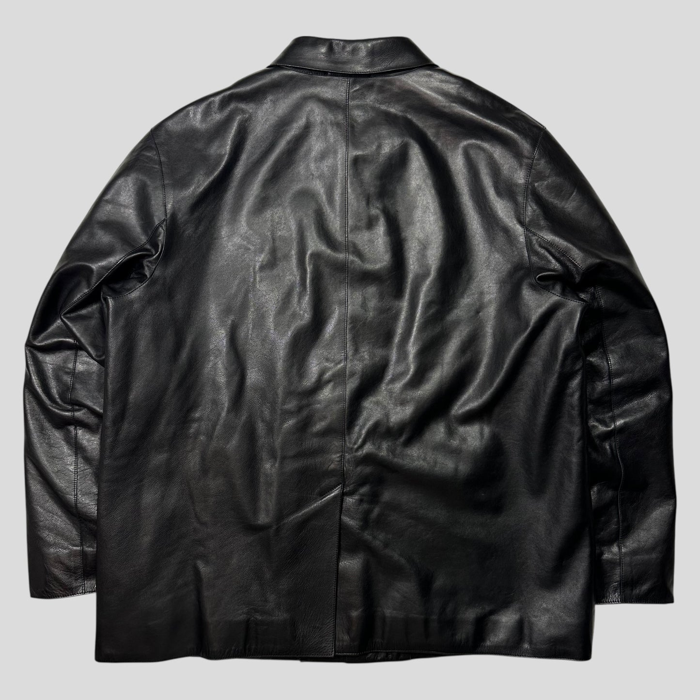 Prada Milano FW 1998 Runway Leather & Wool Lined Car Jacket - IT54