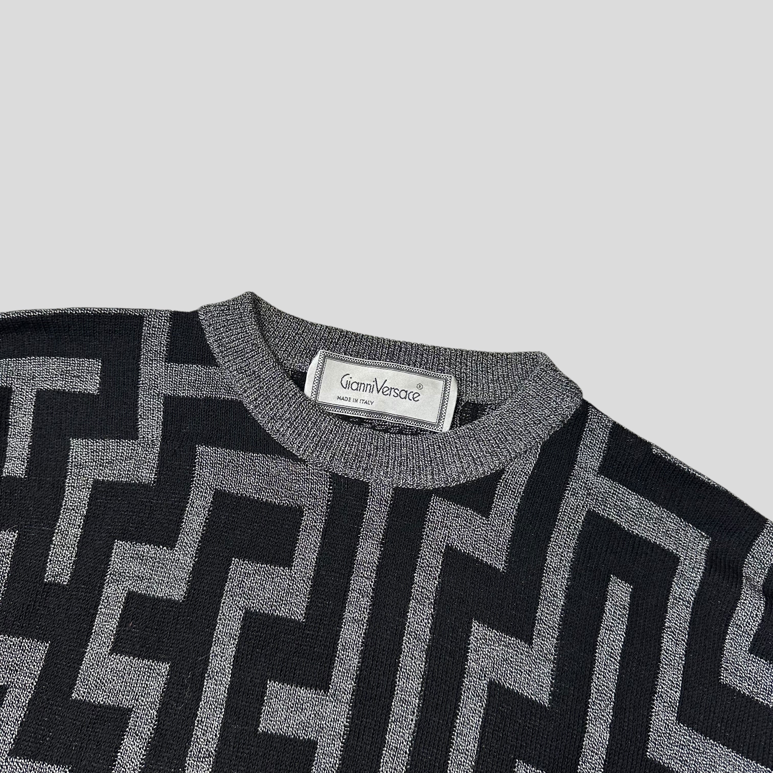 Gianni Versace 90's Greca Key Pattern Wool Knit - IT54 – Warmwaves