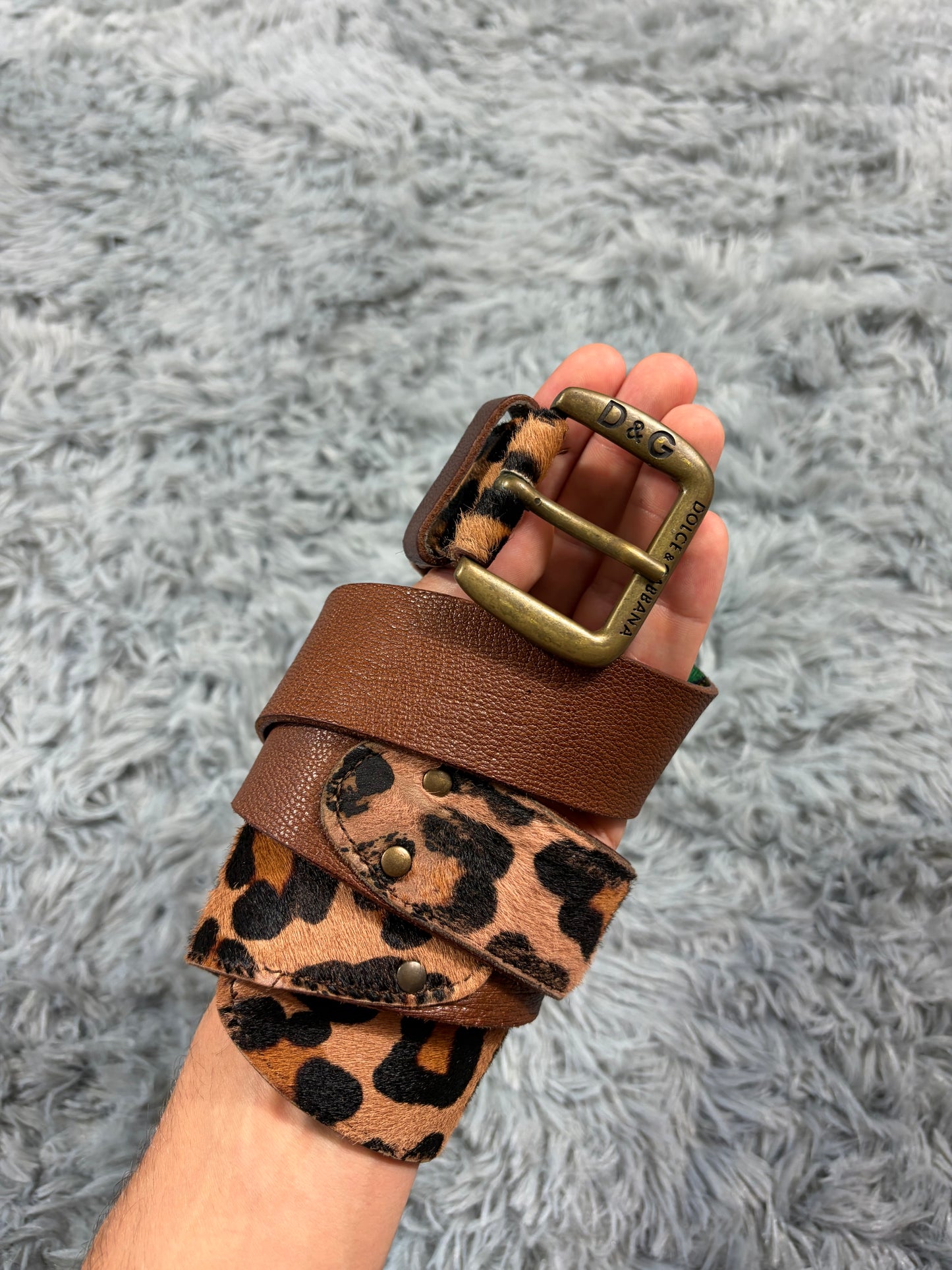 Dolce & Gabbana 00’s Pony Hair Leopard Reversible Leather Belt