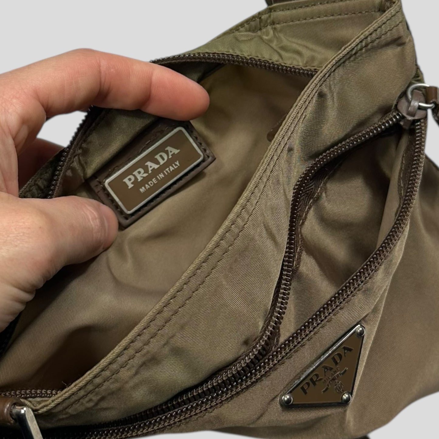 Prada Milano Tan Brown Nylon Crossbody Bag