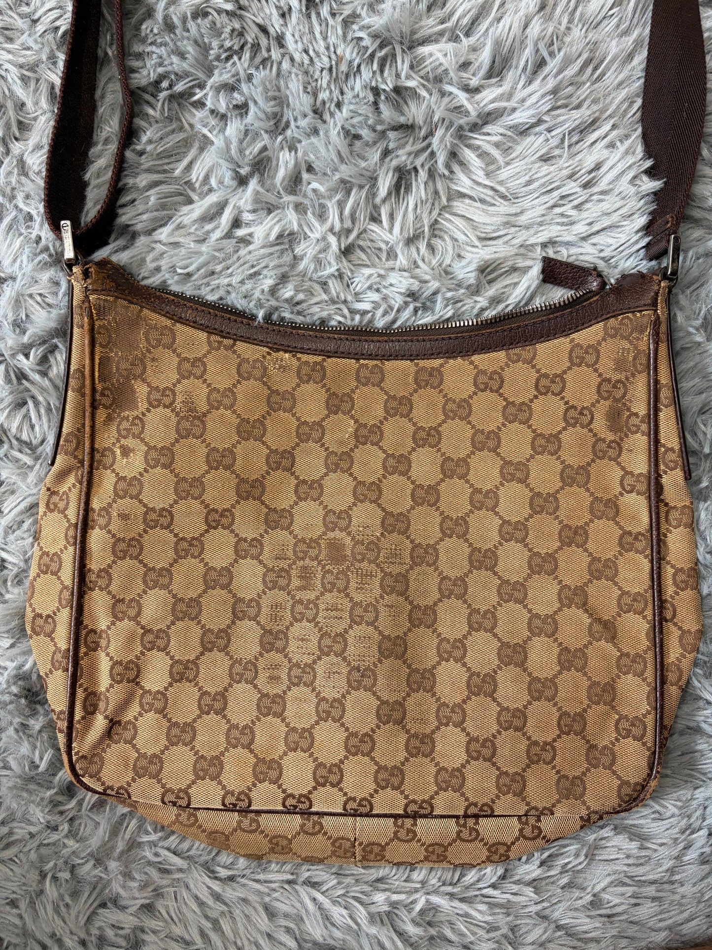 Gucci GG Monogram Brown Canvas Satchel Crossbody Bag