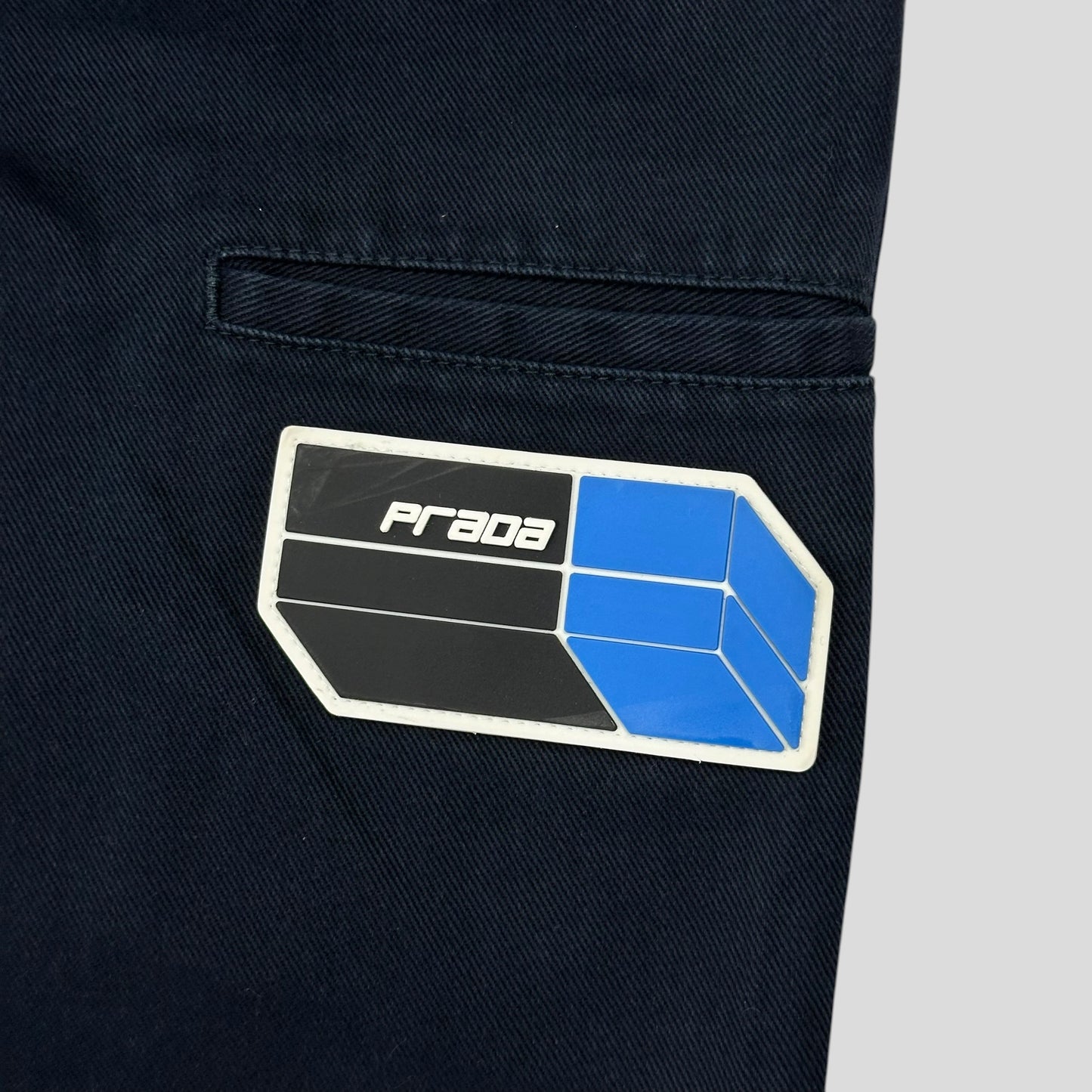Prada 2018 Rubber Logo Baggy Drill Cotton Trousers - IT48