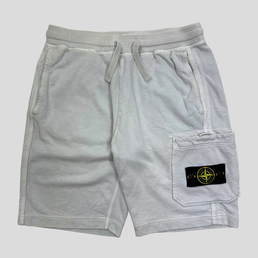 Stone Island Light Grey Cotton Jogger Shorts - 28-33