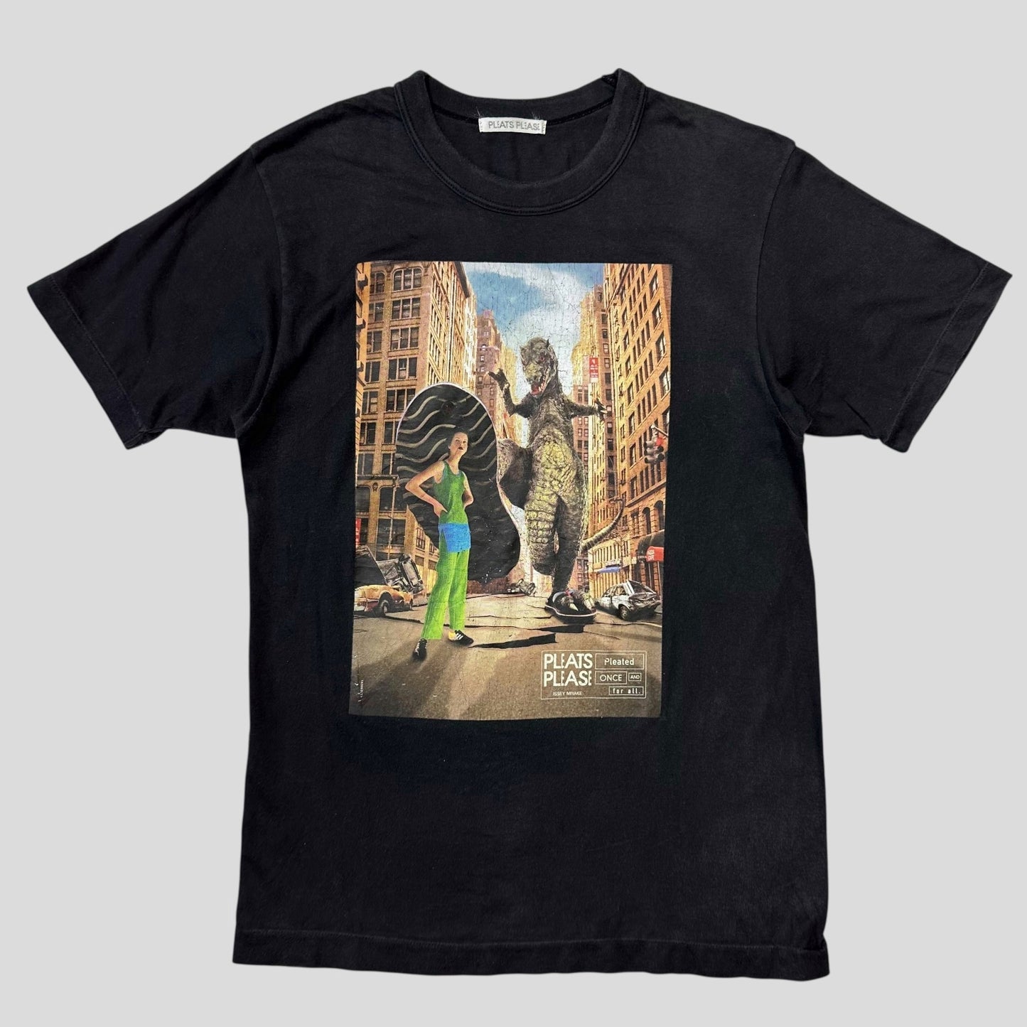 Issey Miyake Godzilla Pleats Please Poster Graphic T-shirt - XS/S