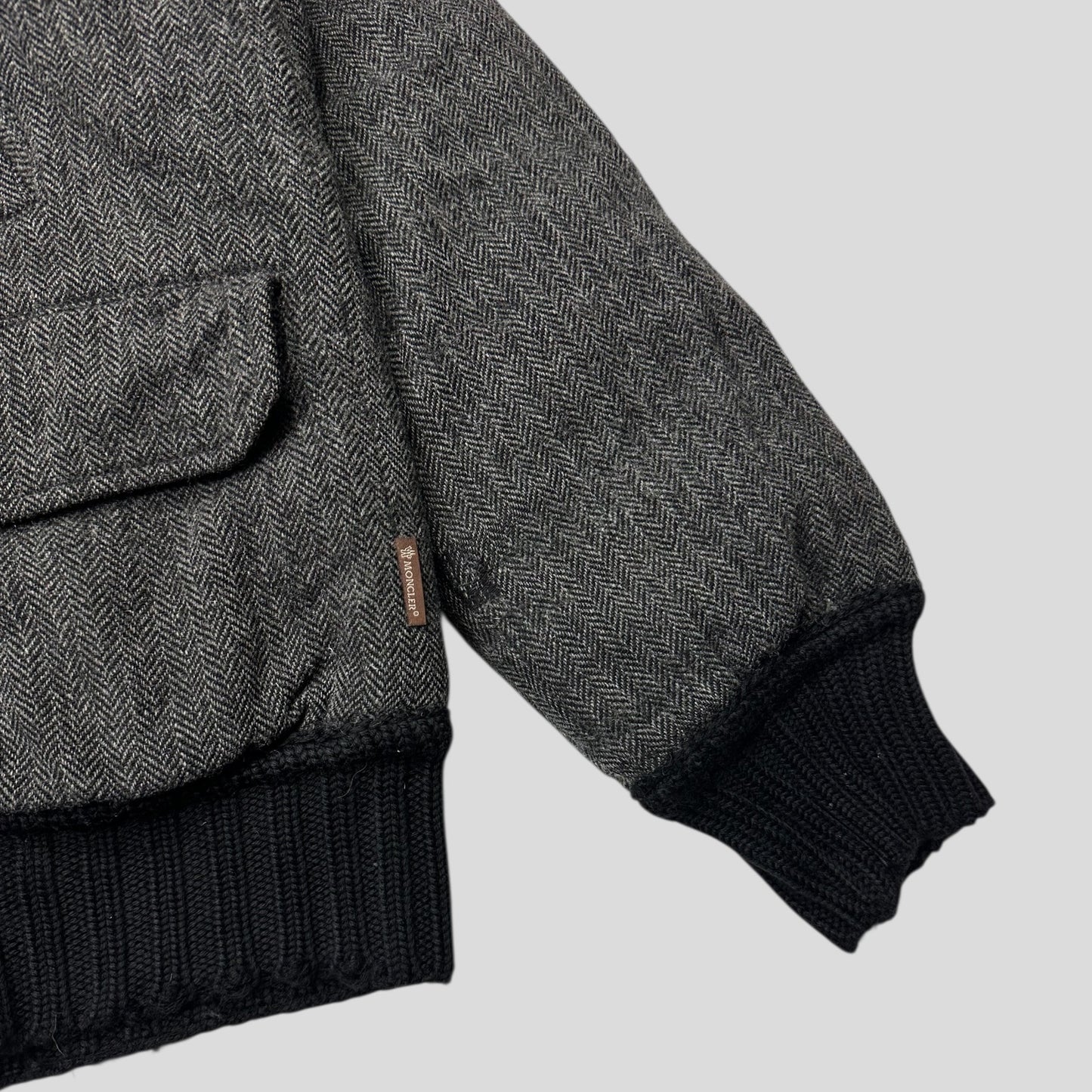 Moncler 00’s Herringbone Wool Down Detachable Fur Jacket - 3 (L)