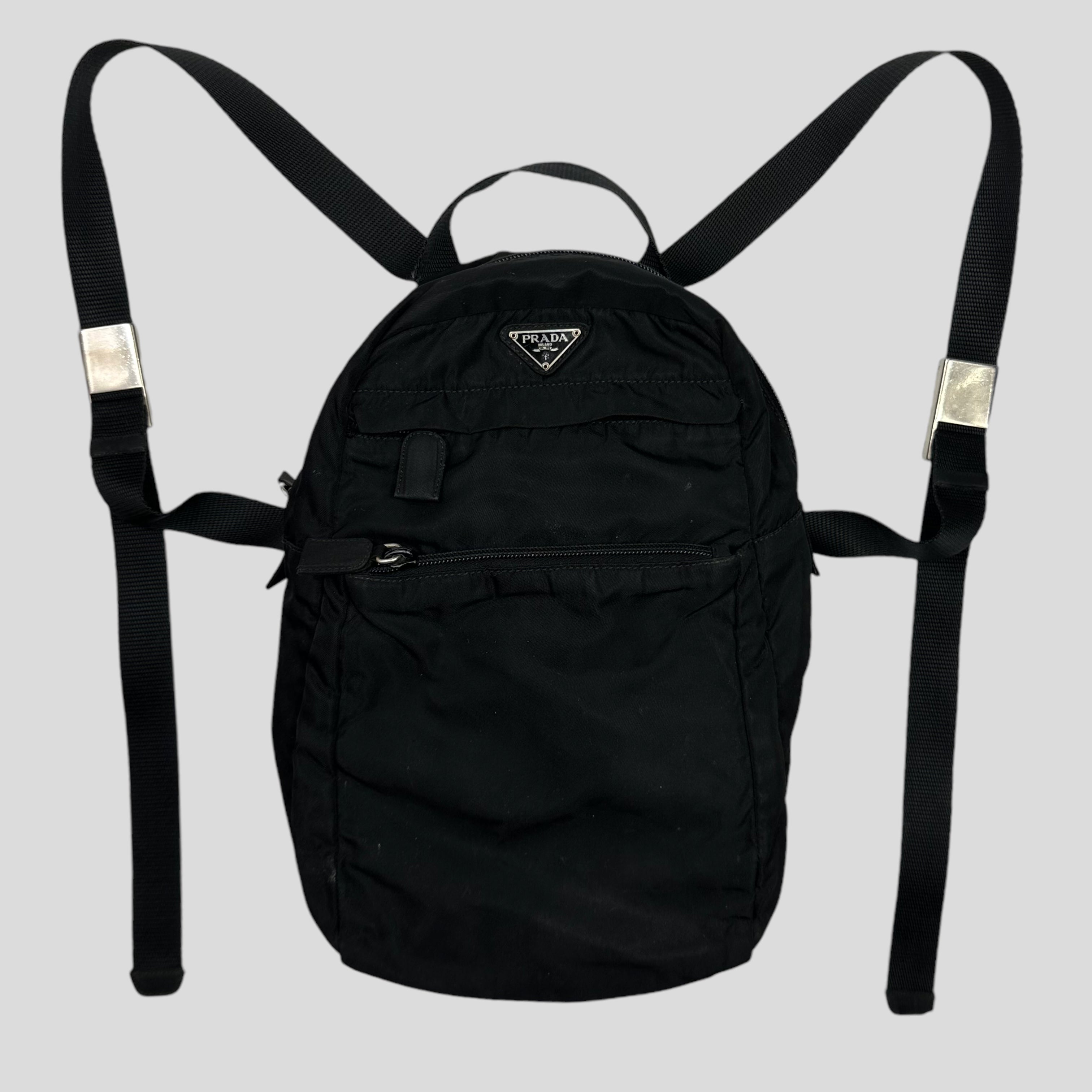 Prada black mini backpack best sale