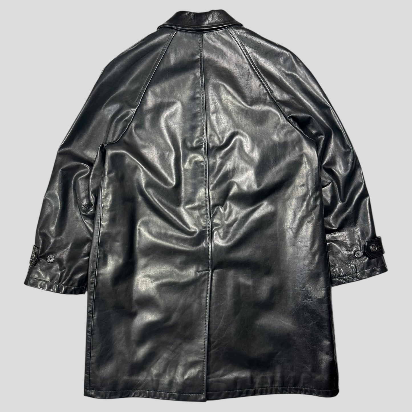 Prada Milano AW98 Wool Lined Gloss Leather Matrix Trench Coat - IT50