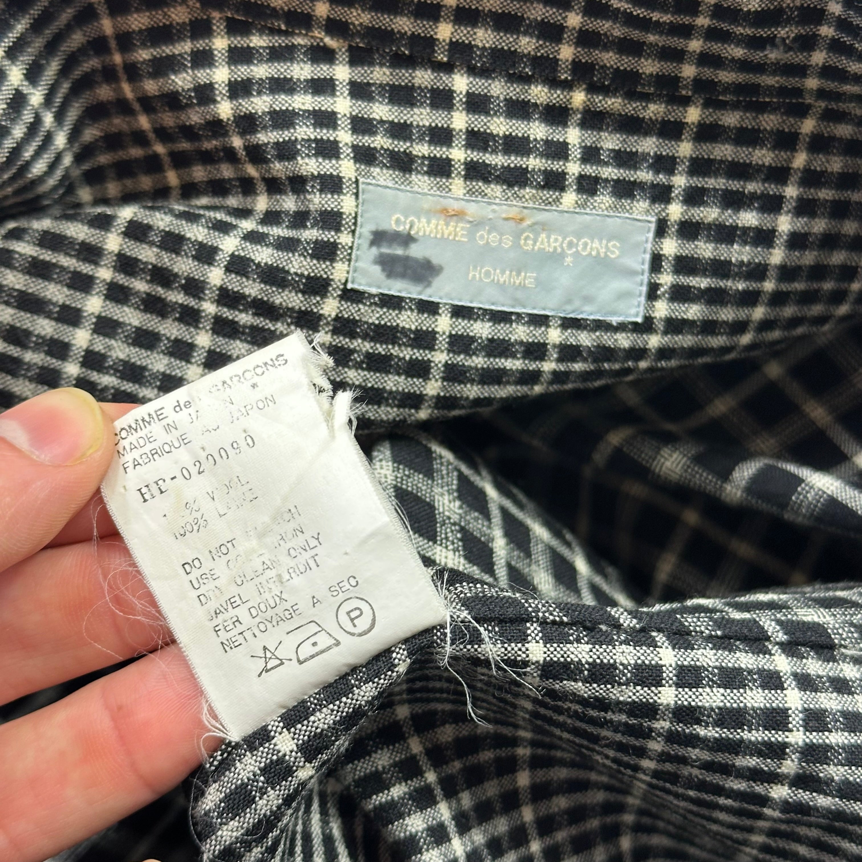 Comme Des Garçons Homme 90's Wool Double Plaid Boxy Shirt - XL