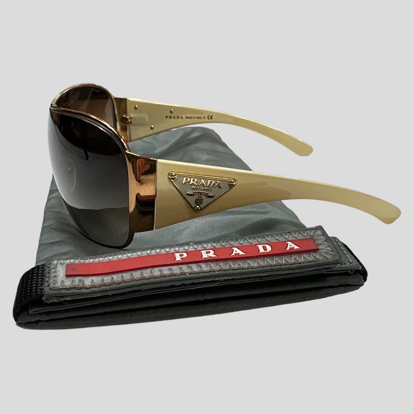 Prada Milano Logo Wraparound Sunglasses