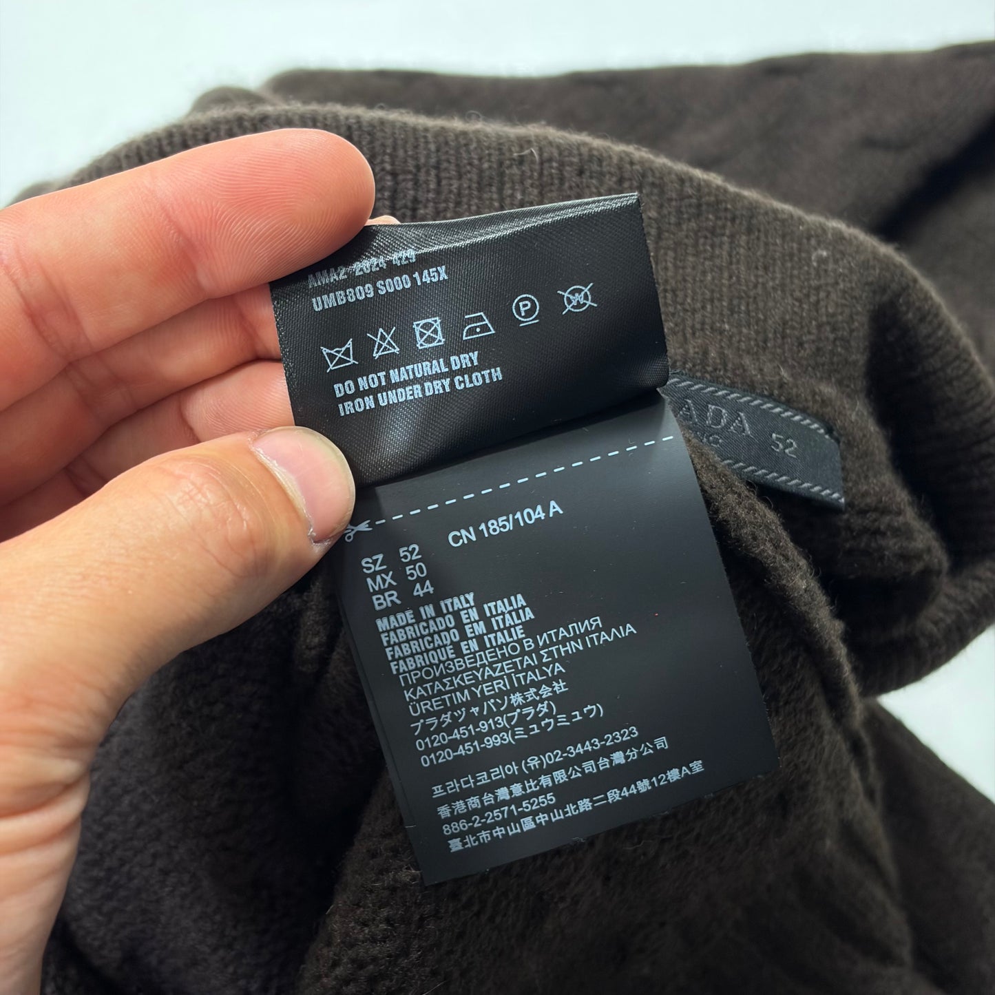 Prada 2024 Triangle Logo Cashmere Collared Cable-knit - L/XL