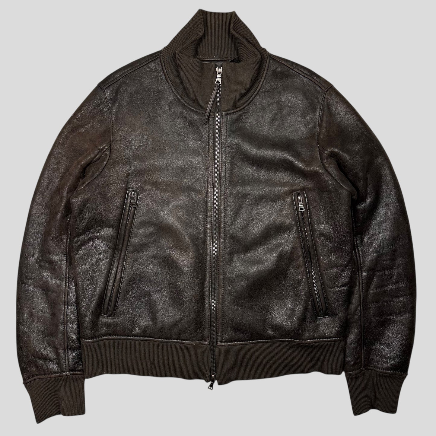 Prada Milano 00’s Leather Sheepskin Fur Full Lined Bomber Jacket - IT52 (L)