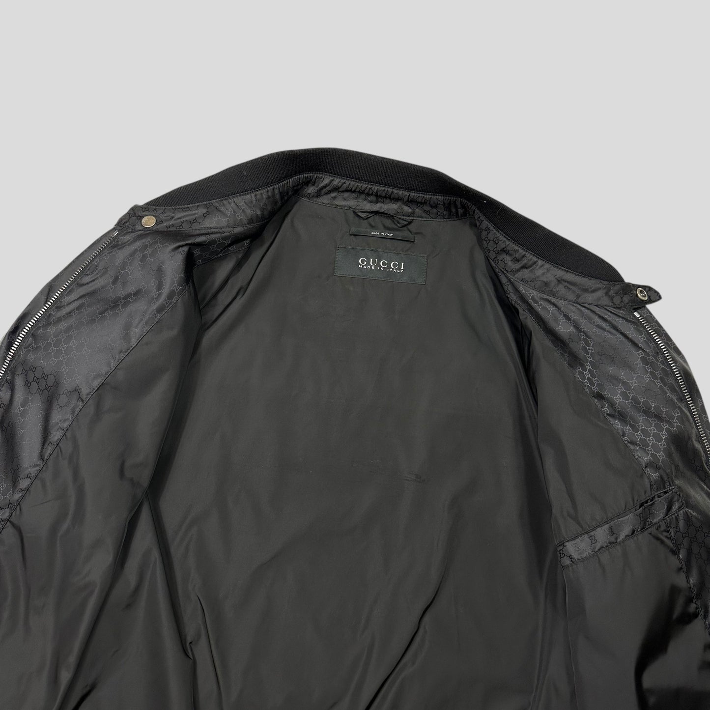Gucci 2012 Nylon Monogram GG Web Logo Bomber Jacket - IT52 (L)