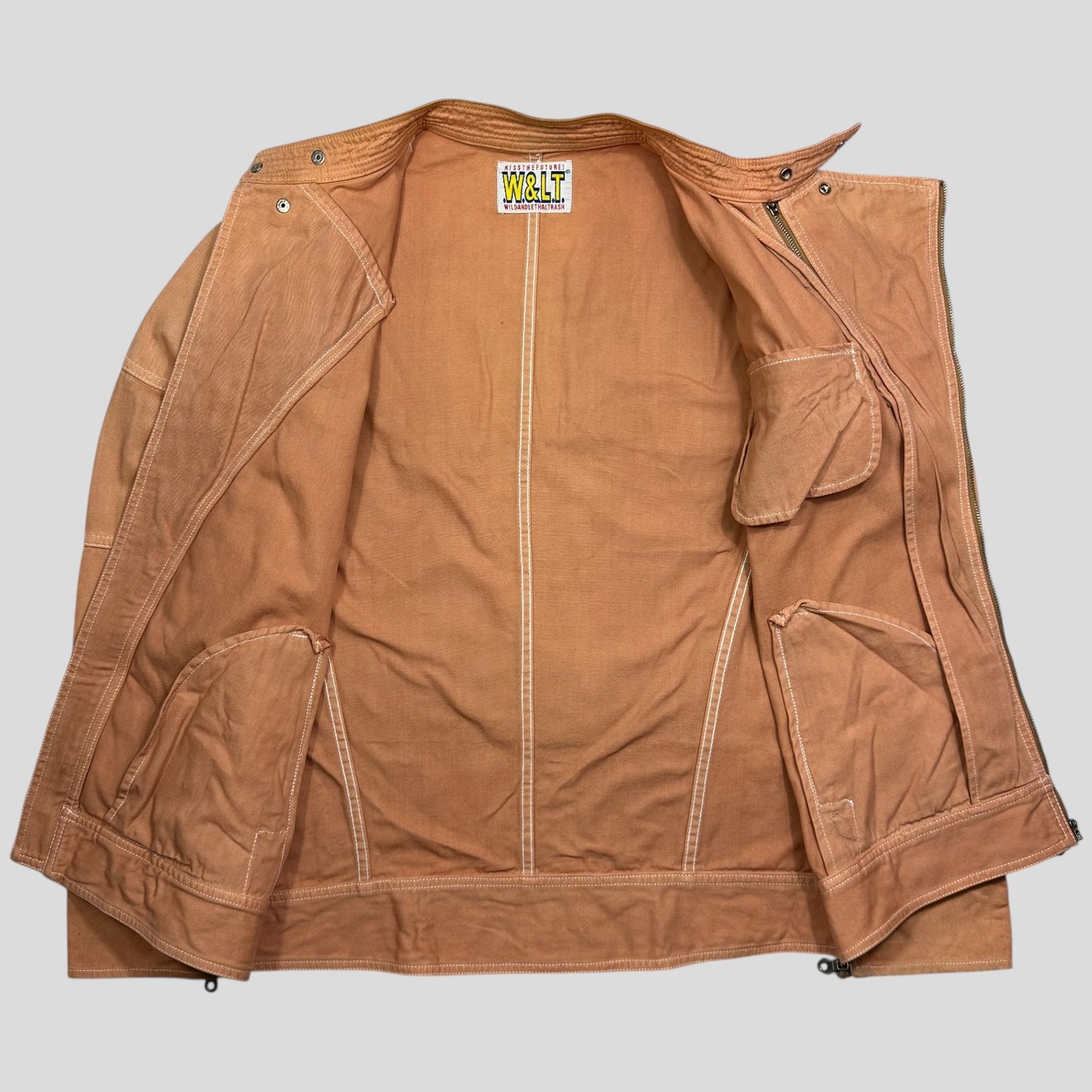 W+LT 1997 Peach Asymmetrical Heavy Cotton Moto Jacket - L