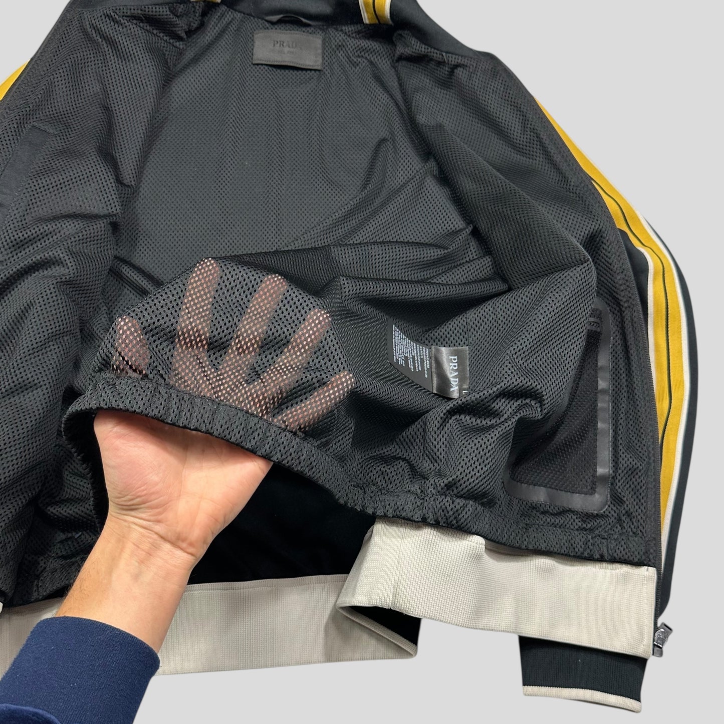 Prada 2018 Rubber Race Logo Striped Seam Track Jacket - L (M)