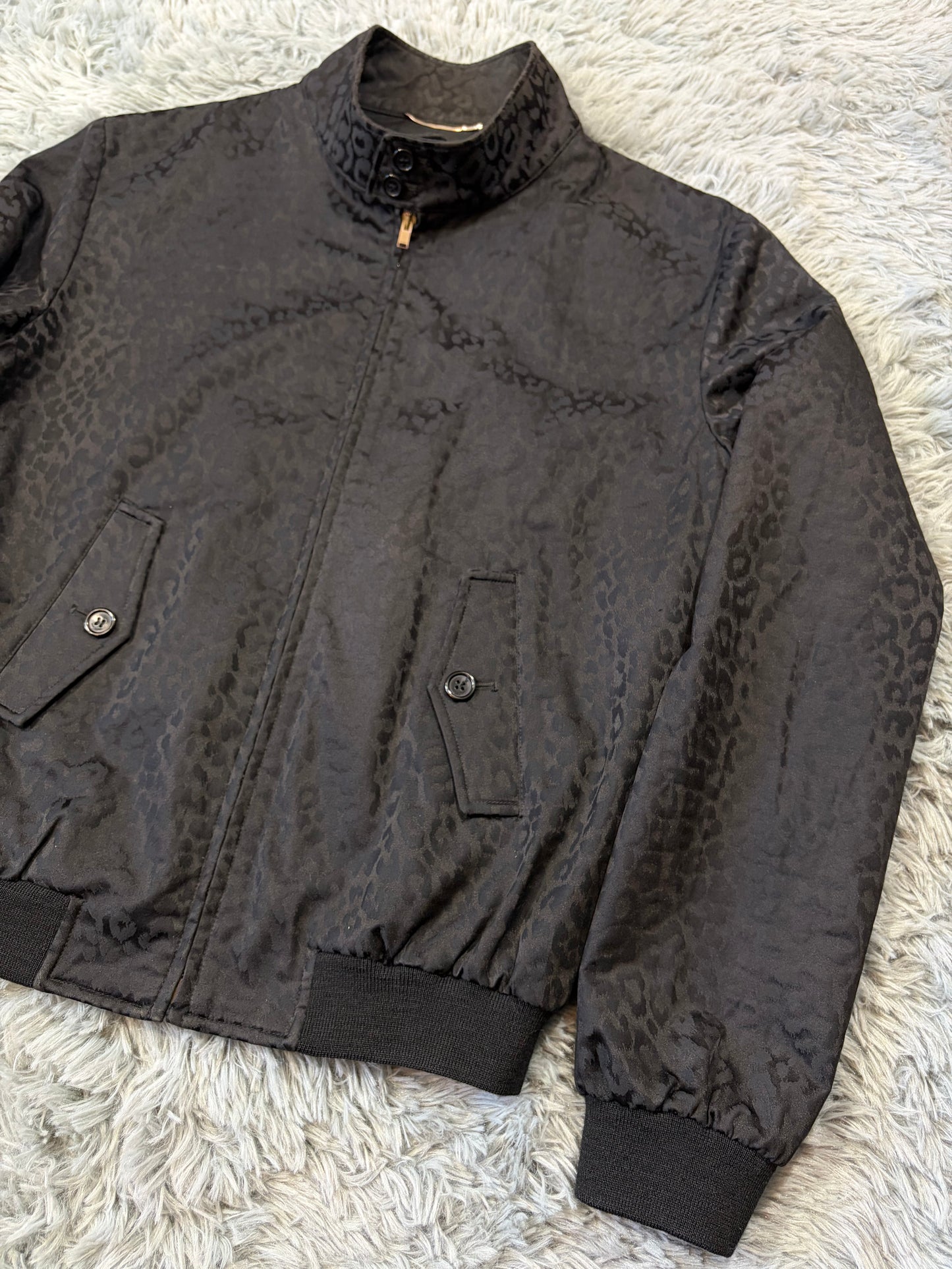 Saint Laurent SS14 Hedi Slimane Black Leopard Bomber Jacket - IT48