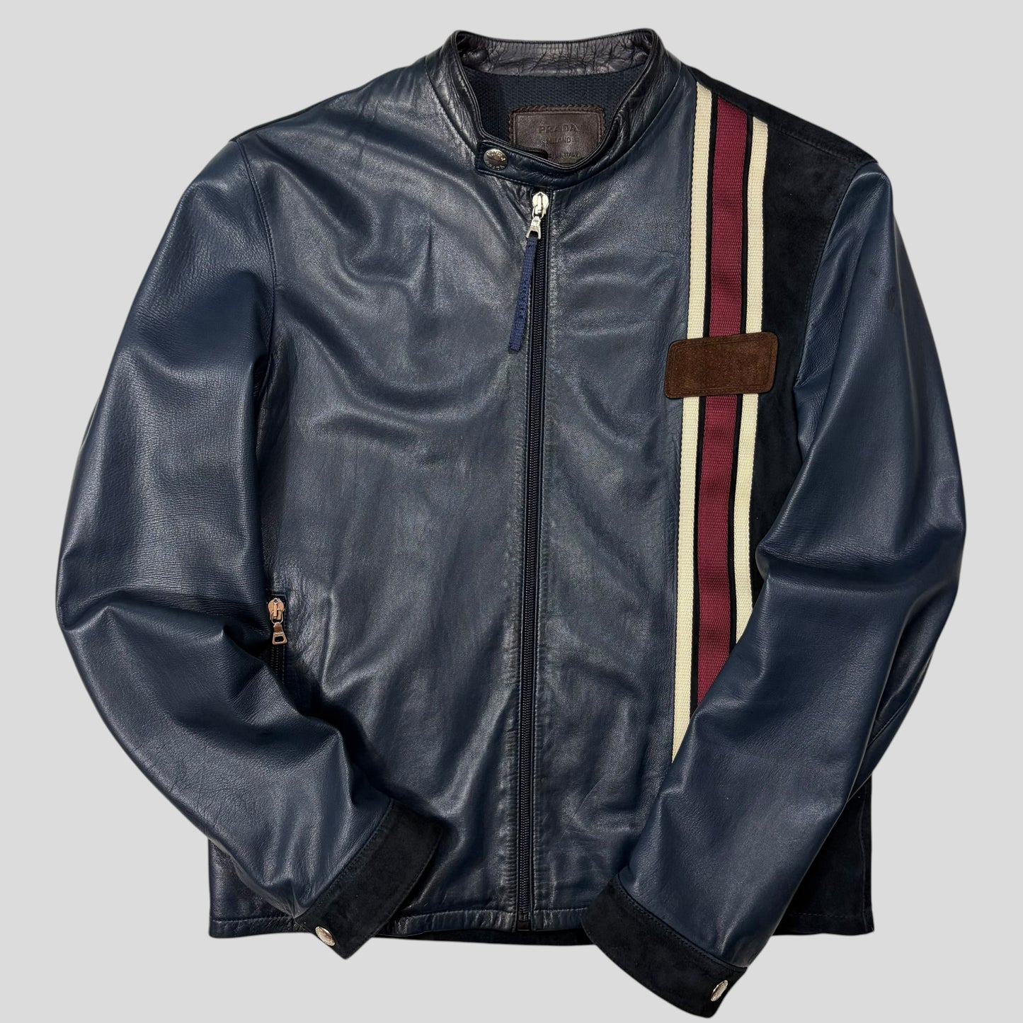 Prada Milano SS00 Runway Leather Racer Moto Jacket - S