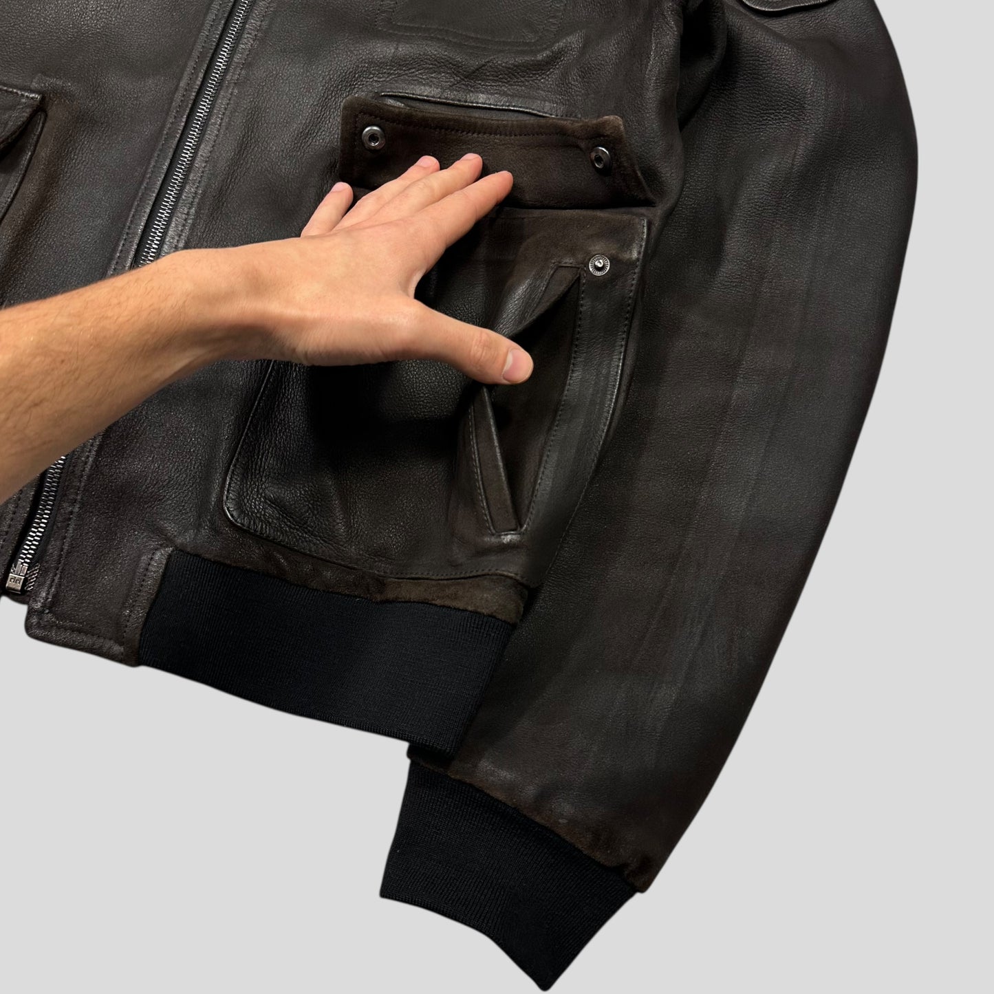 Miu Miu 2008 Lambskin Suede Leather Asymmetrical Bomber Jacket - IT52 (M/L)