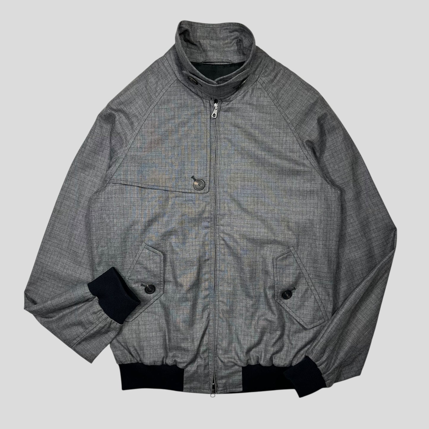 Hardy Amies AW07 Ripstop Grid Asymmetrical Harrington Jacket - M