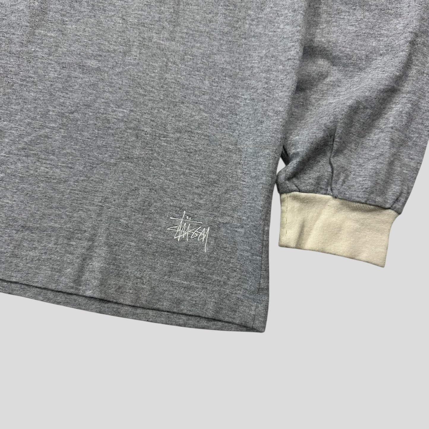 Stussy 90’s Made in USA Stock Logo Striped Crewneck T-shirt - L