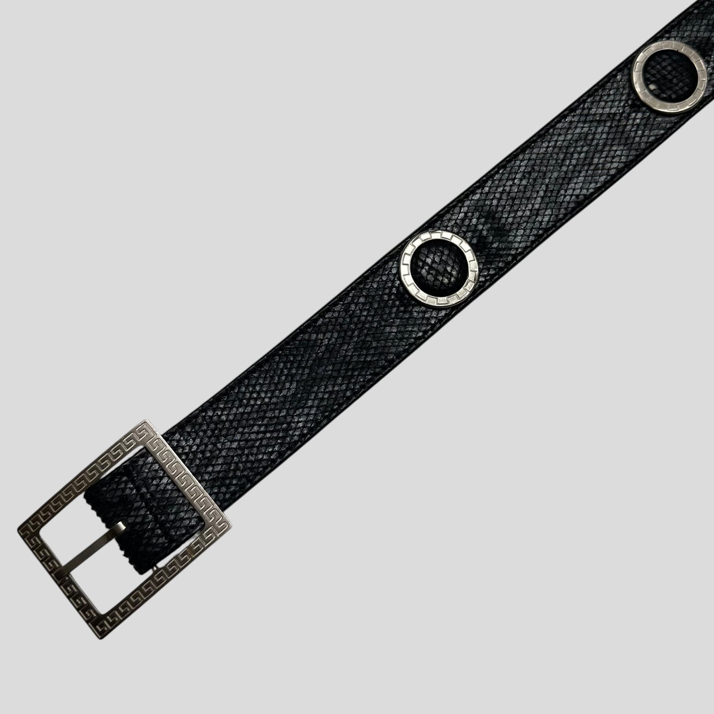 Gianni Versace 90’s Snakeskin Leather Greek Key Belt