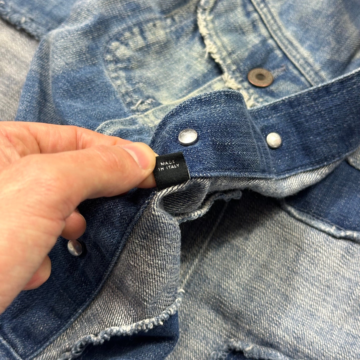 D&G AW04 Distressed Reconstructed Denim Boxy Jacket - L (M)