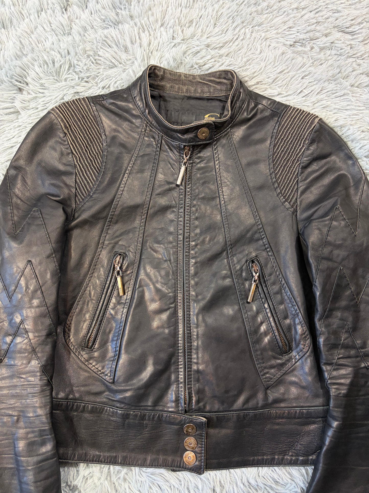Just Cavalli 00’s Women’s Leather Rocker Biker Jacket - IT40