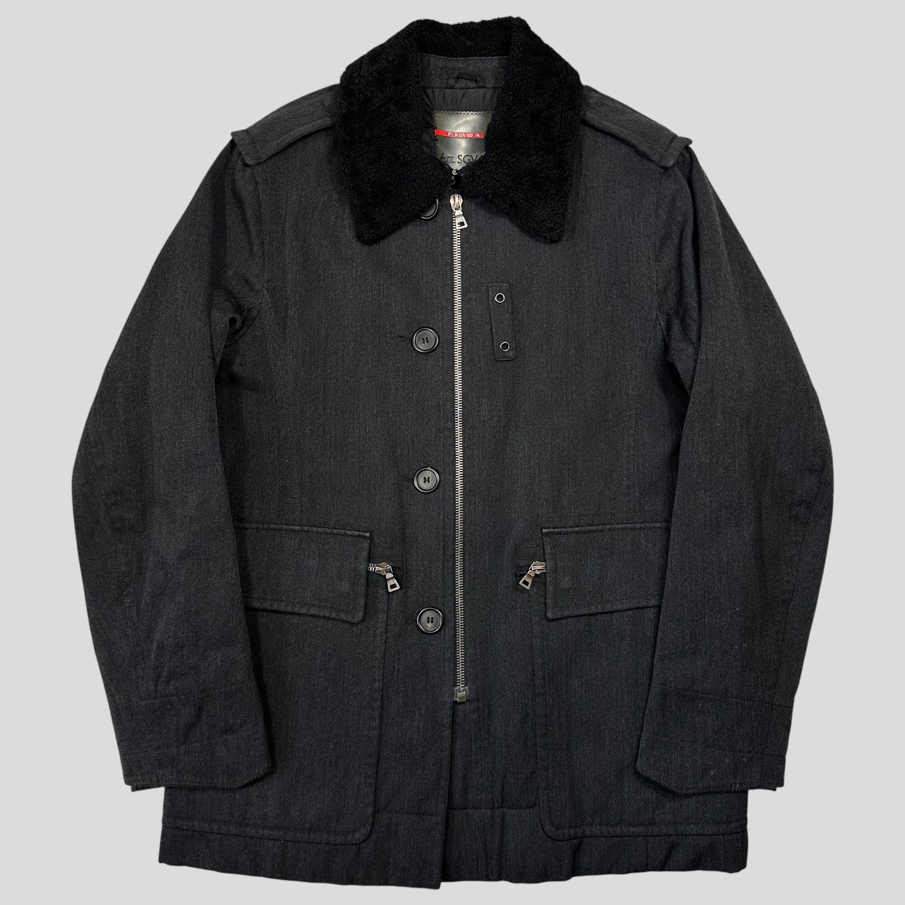 Prada Sport 00's Technical Wool Sherpa Collar Overcoat - L – Warmwaves