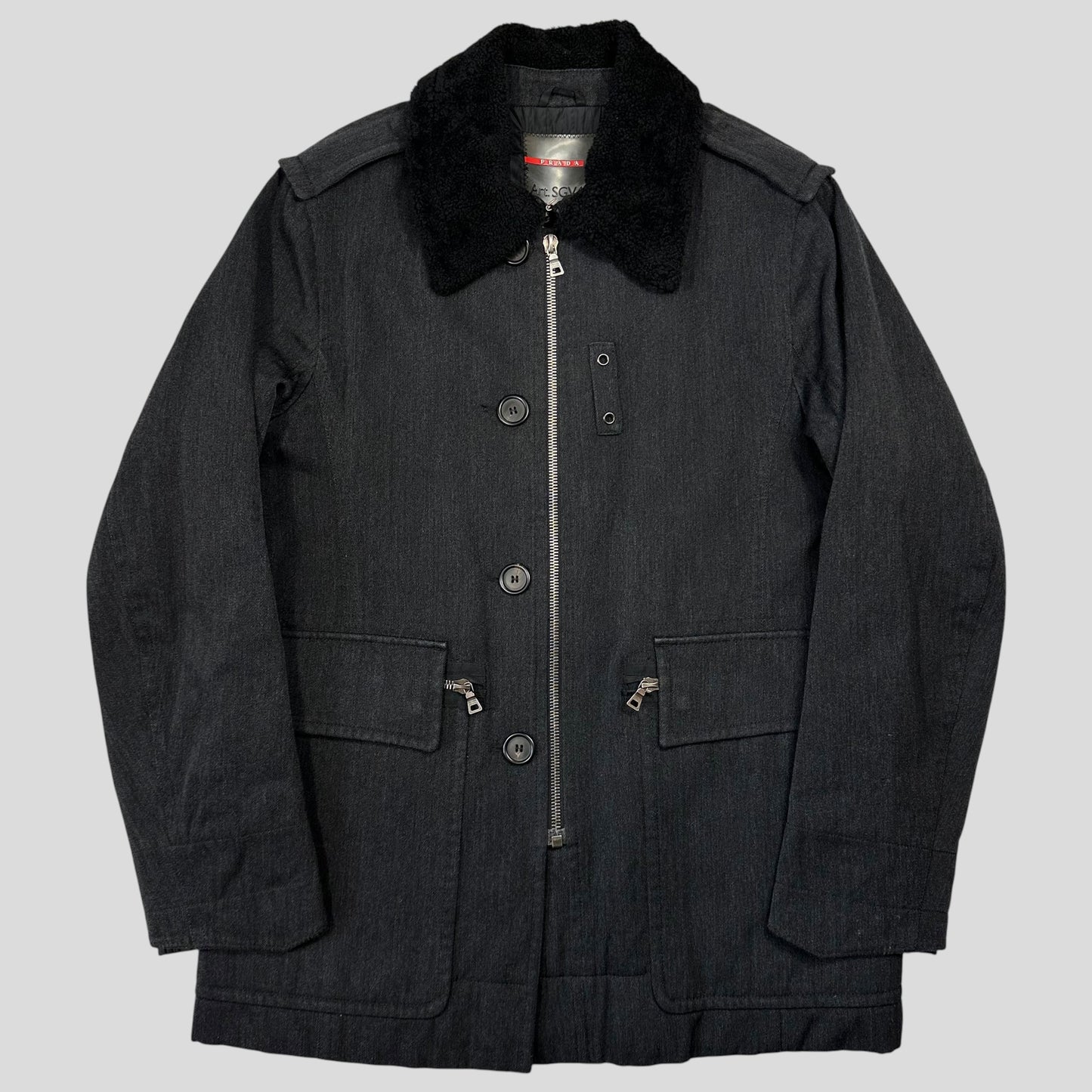 Prada Sport 00’s Technical Wool Sherpa Collar Overcoat - L