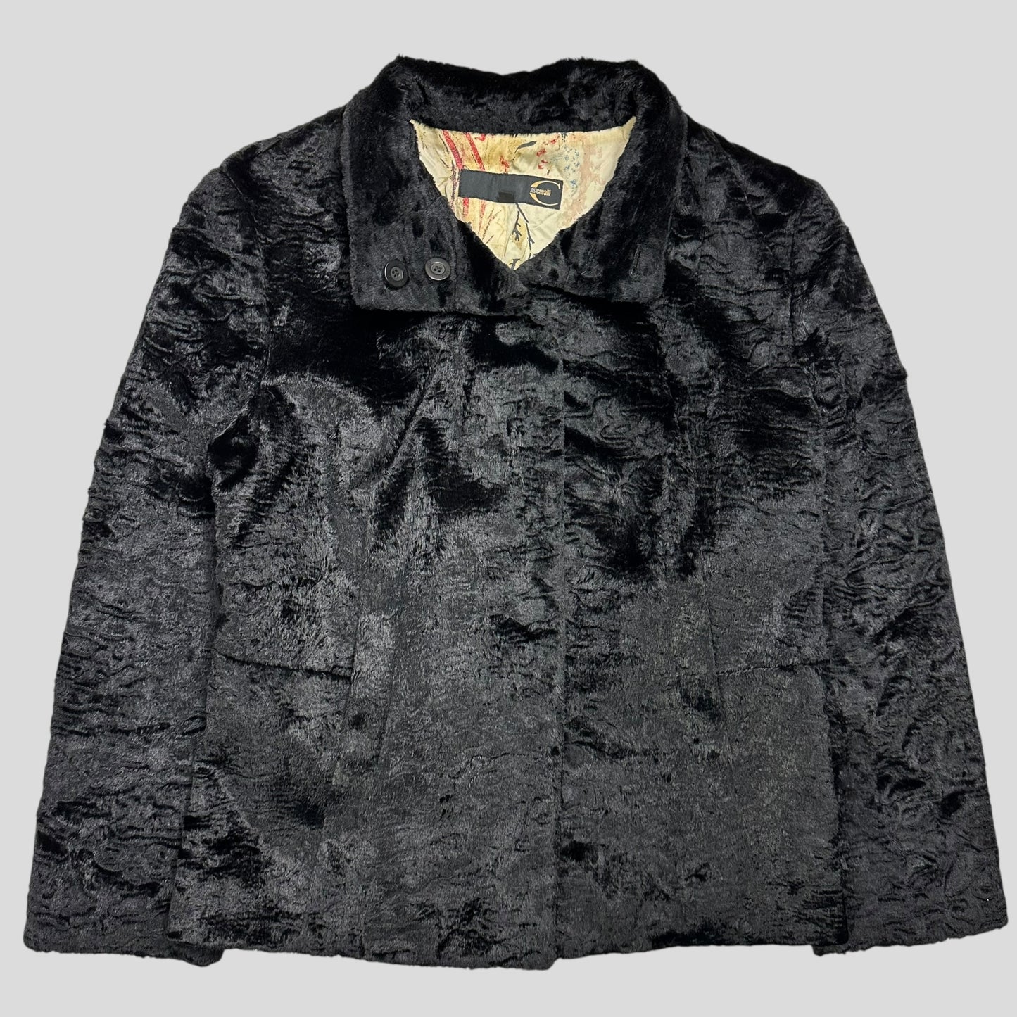 Just Cavalli 00’s Faux Fur Floral Lined Quilted Jacket - IT44