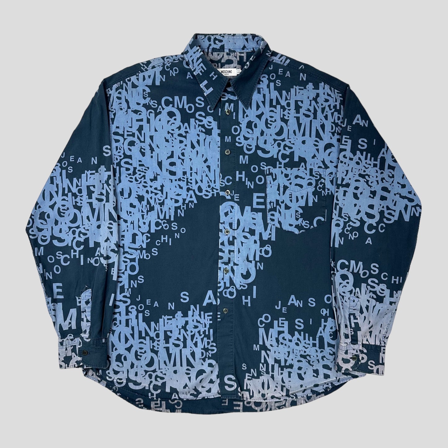 Moschino Jeans 00’s Cryptography Blue Shirt - XXL