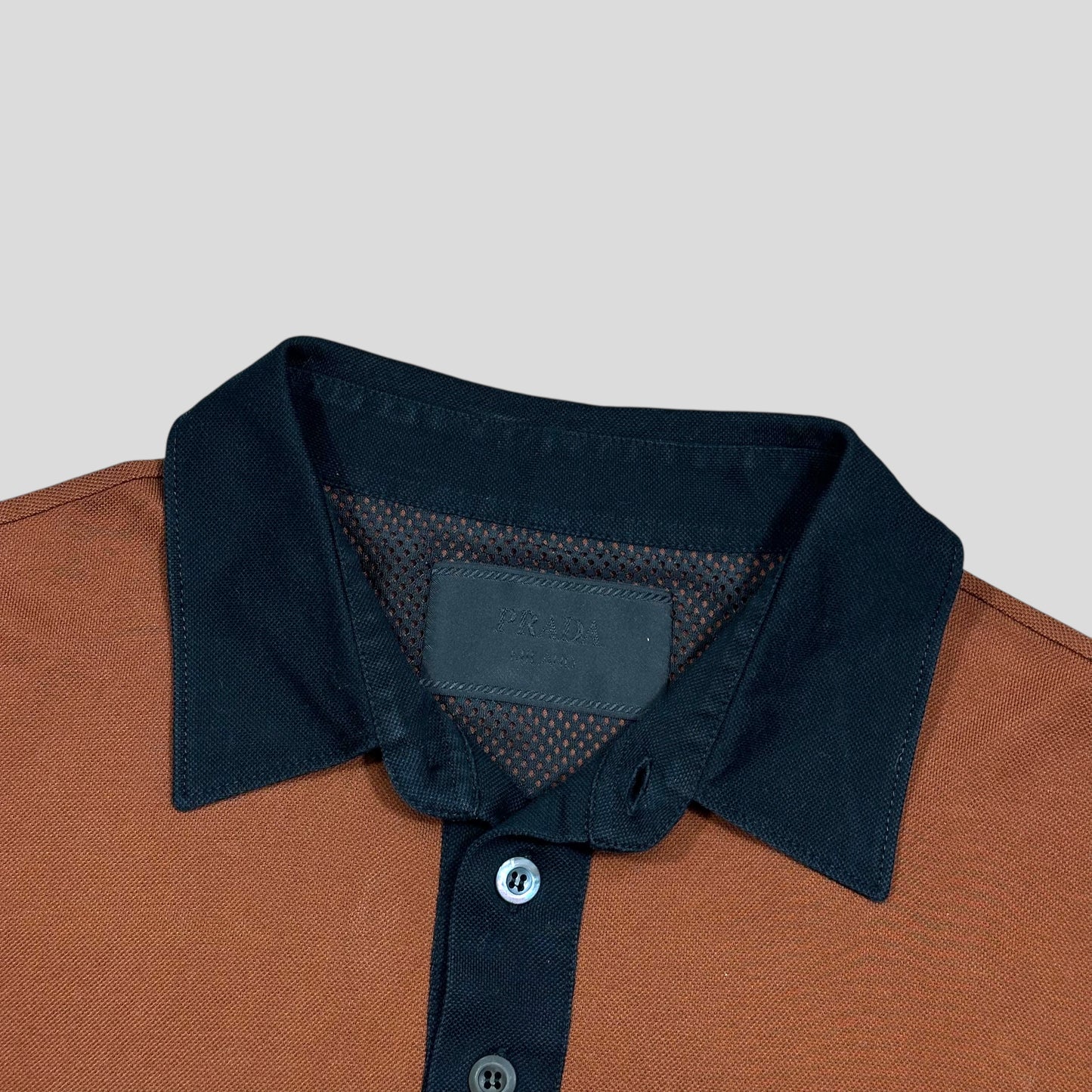 Prada 2018 Rubber Race Logo Asymmetrical Panelled Shirt - L