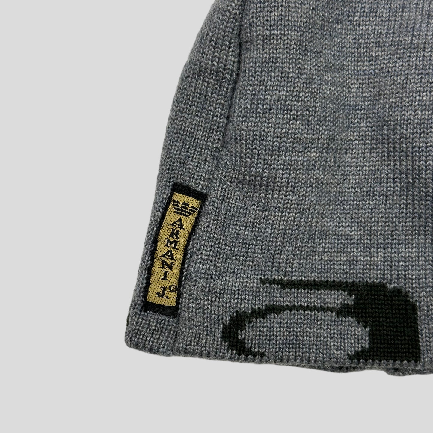 Armani Jeans 00’s Animal Rip Spellout Wool Beanie - S/M