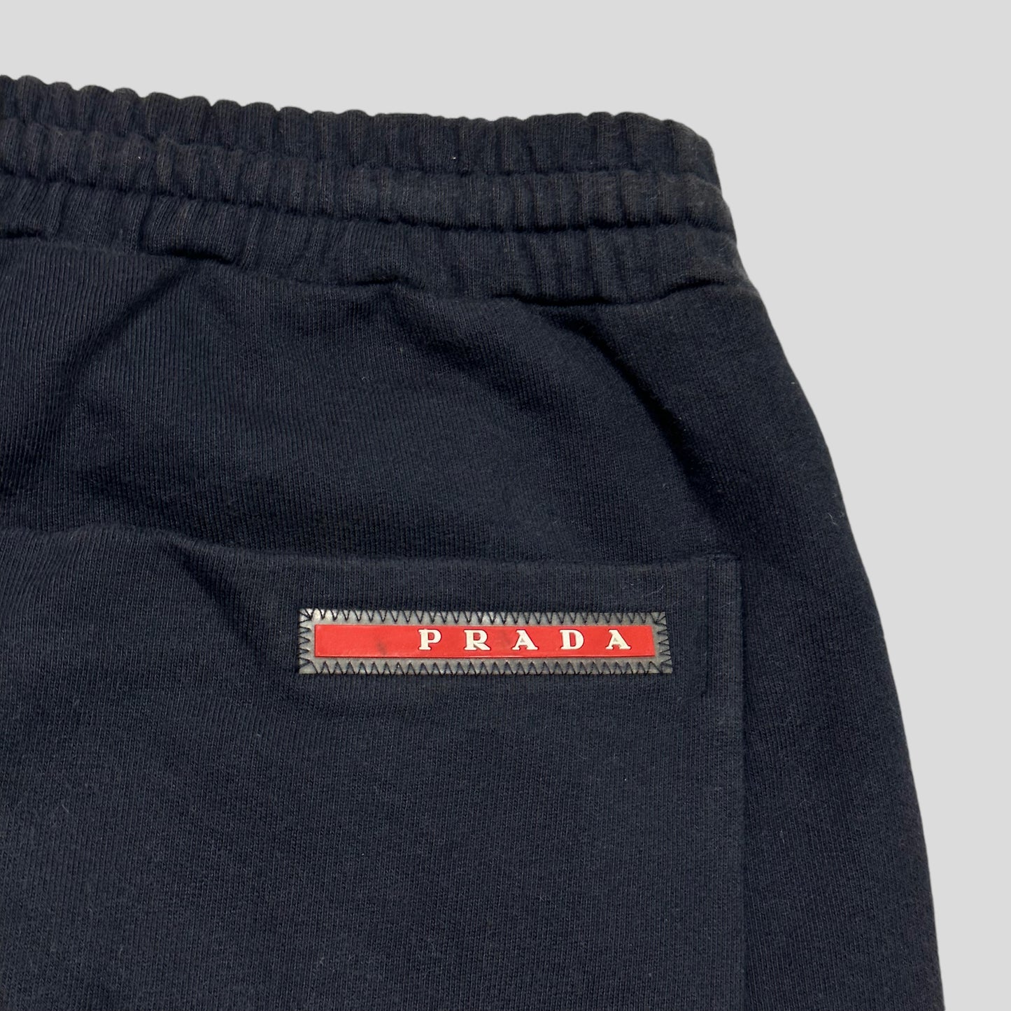 Prada Milano 2018 Red Tab Baggy Navy Cotton Shorts - S/M