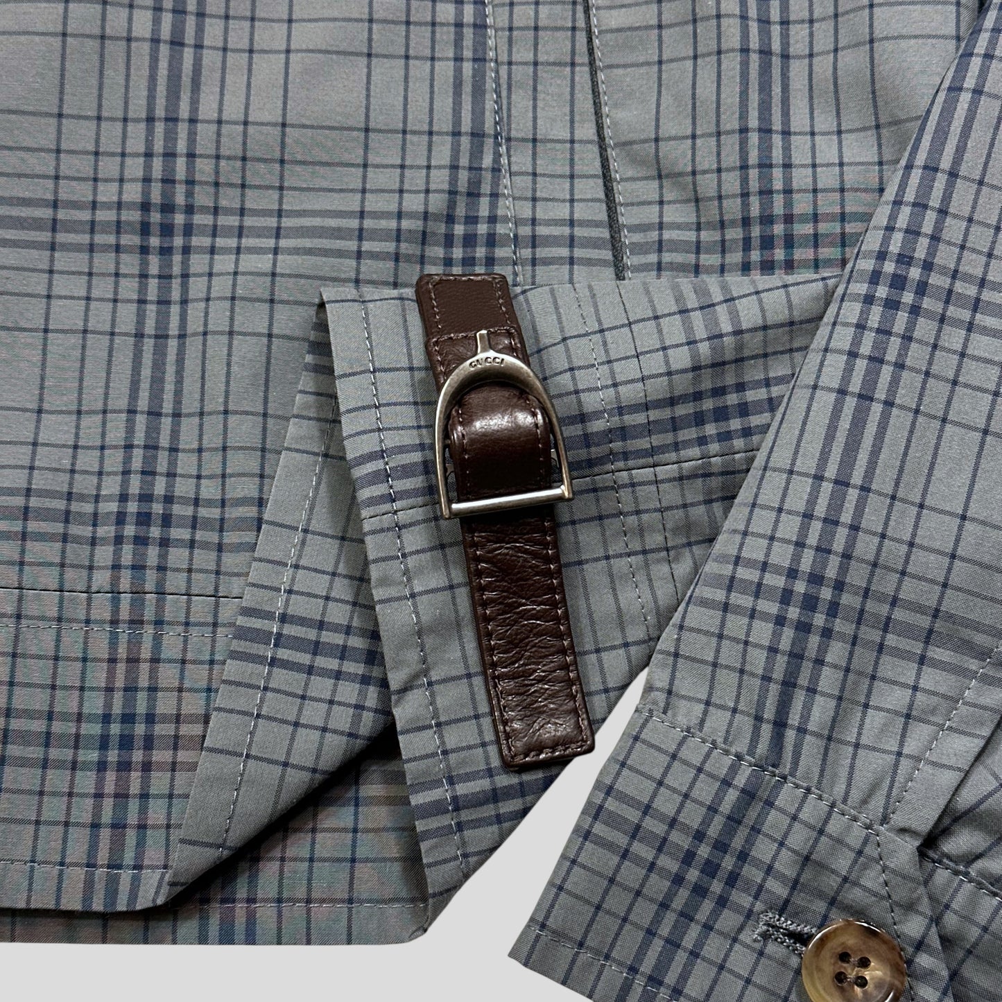Gucci 2013 Grid Plaid Leather Horsebit Harrington Jacket - M