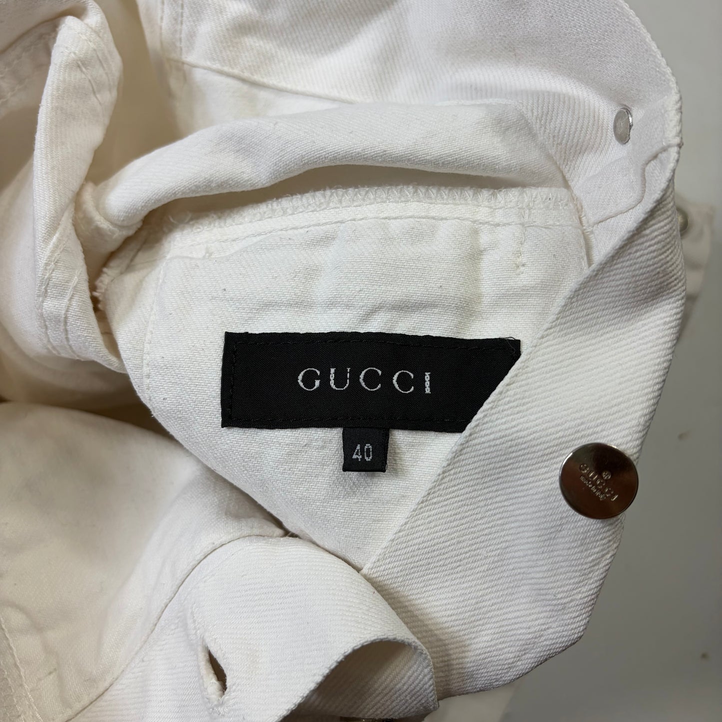 Gucci by Tom Ford 1999 White Denim Cropped Front Drop Jacket - IT40