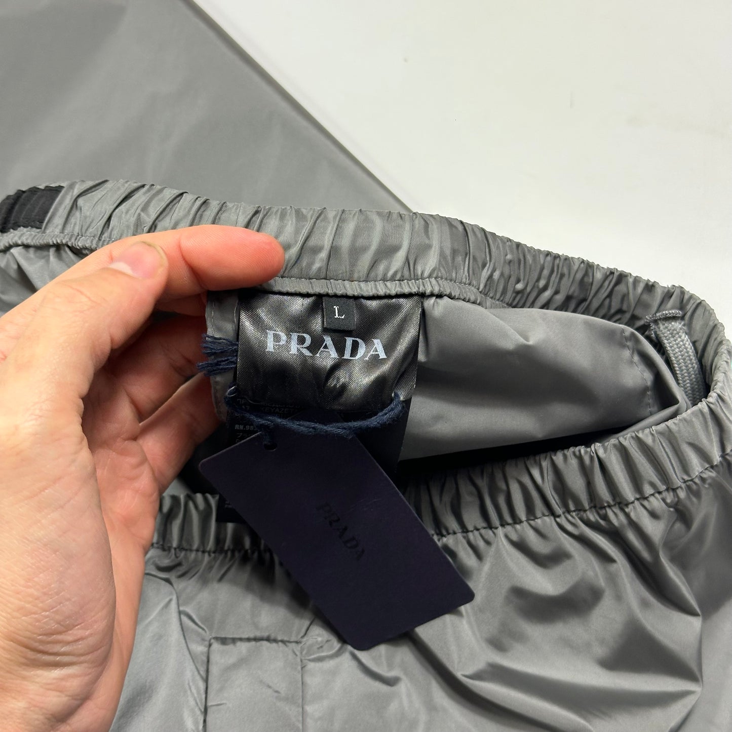 Prada 2024 Light Technical Nylon Baggy Plaque Logo Trousers - L/XL