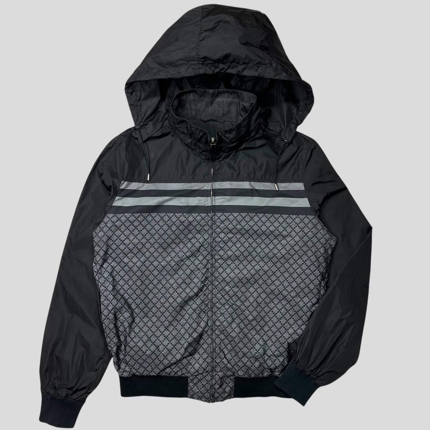 Gucci 2011 Monogram Stripe Panelled Nylon Windbreaker - M