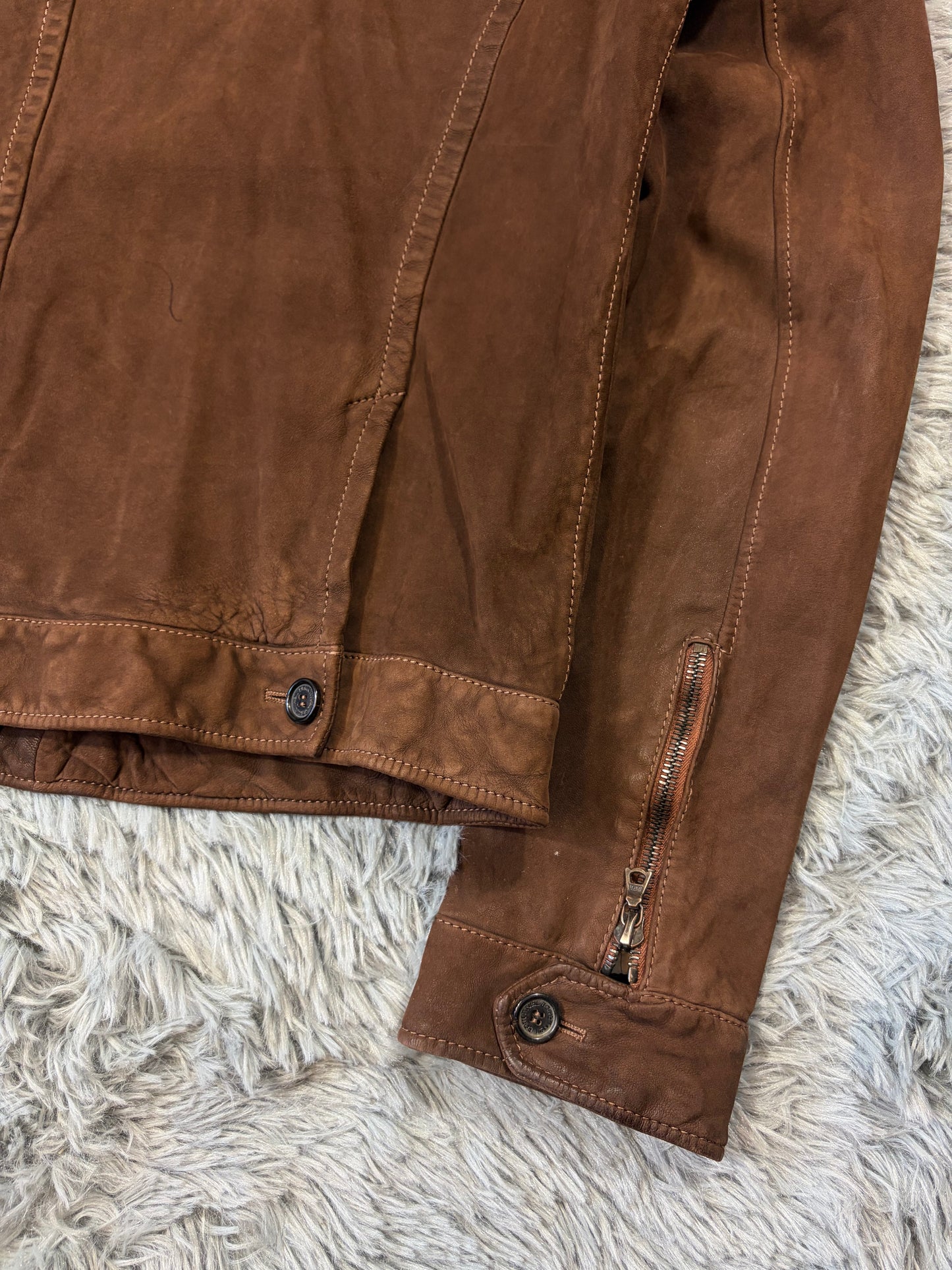 Neil Barrett 2006 Brad Pitt Suede Leather Multipocket Moto Jacket - M