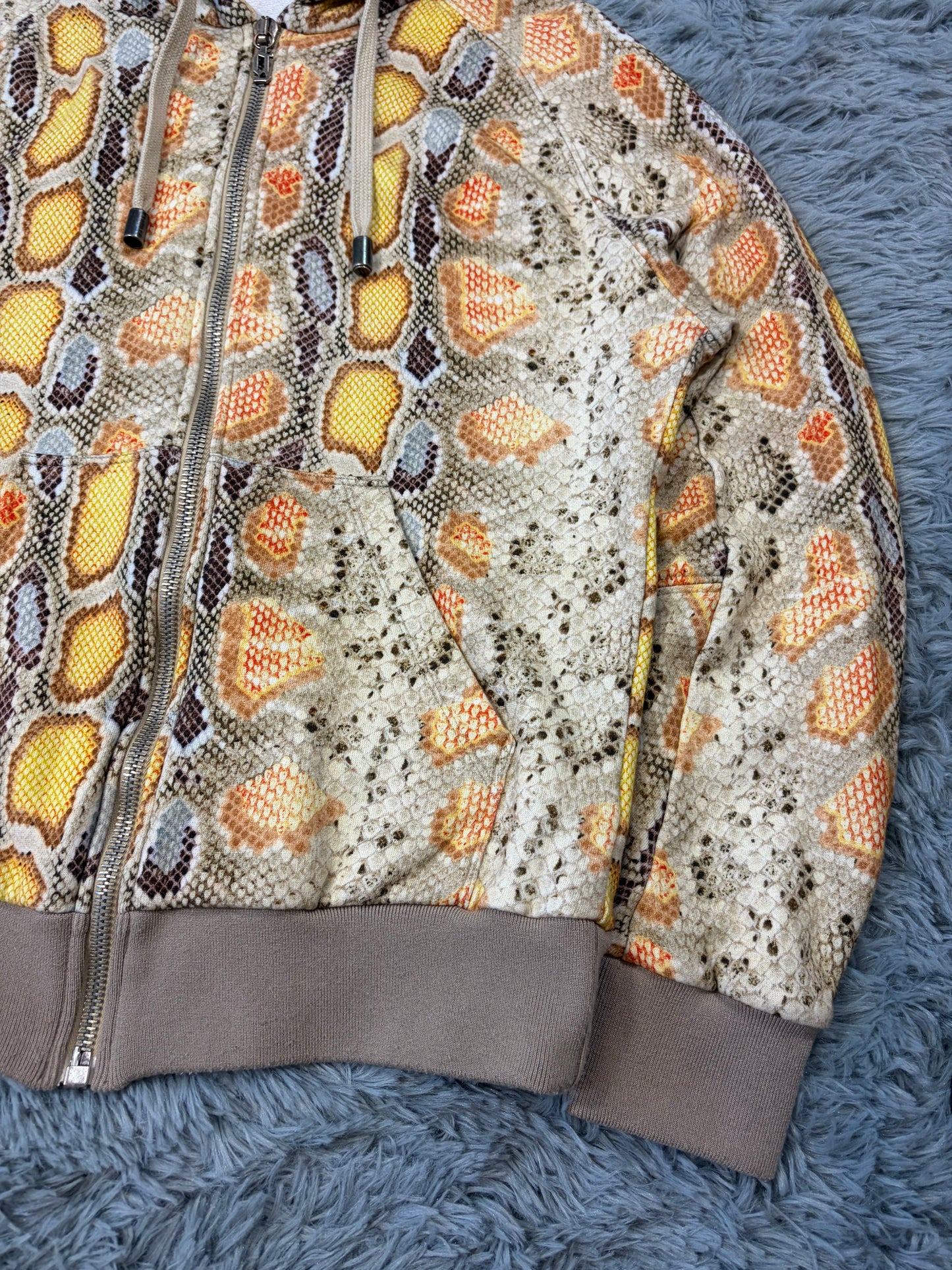 John Galliano 00’s Python Print Zip-up Boxy Hoodie - S