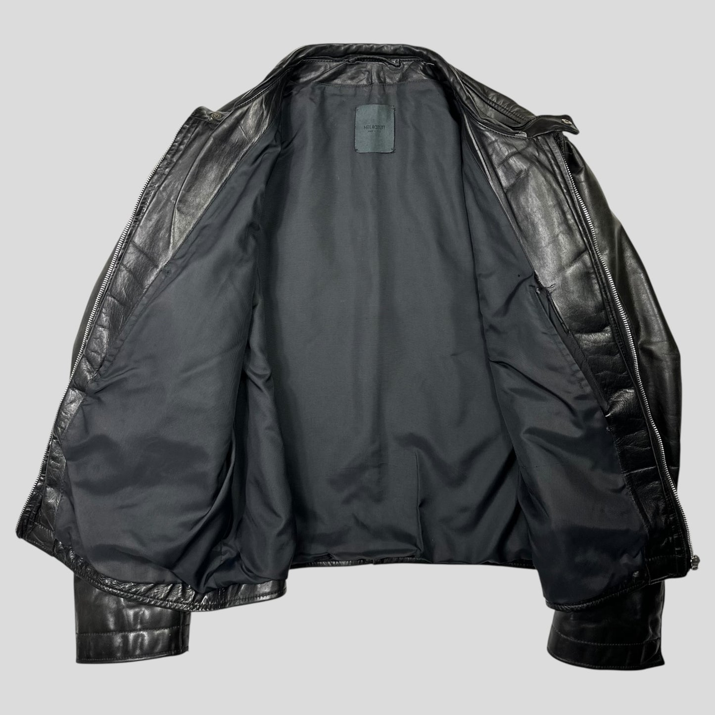 Neil Barrett 00’s Textured Padded Leather Moto Jacket - L