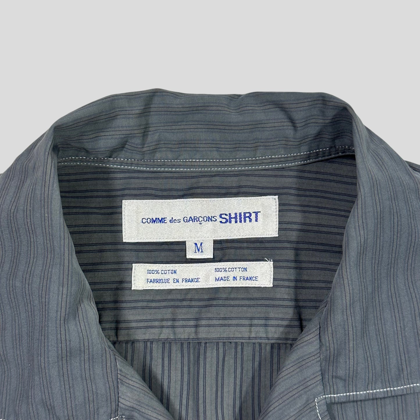 CDG SHIRT 00’s Striped Tonal Camp Collar Shirt - M