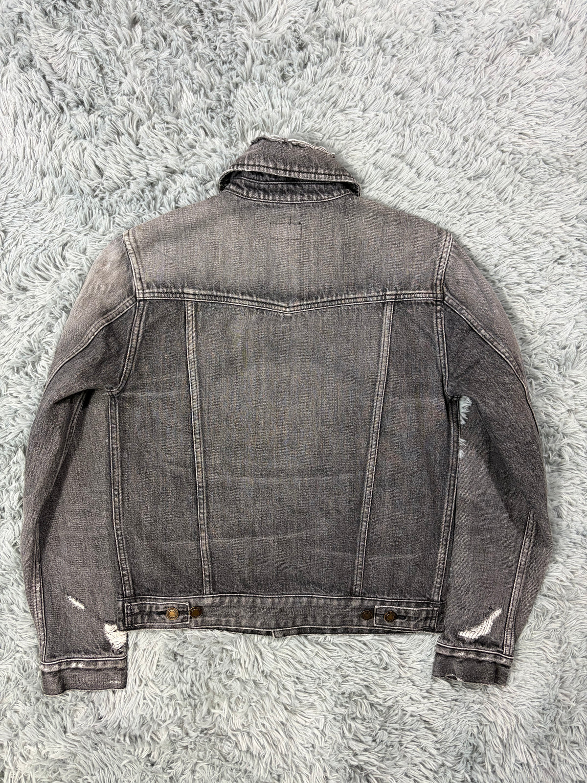 Saint Laurent 2017 Distressed Denim Grey Trucker Jacket - S