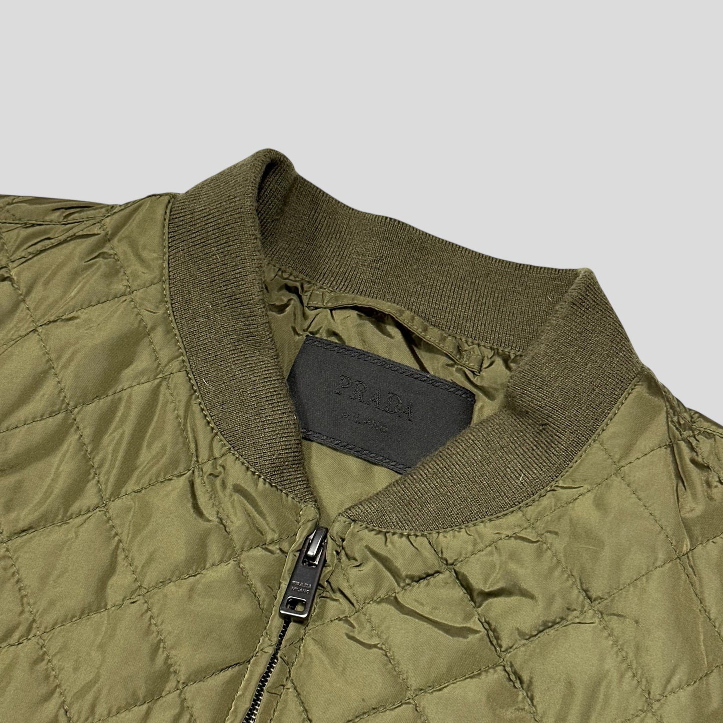 Prada 2014 Diamond Quilted Triangle Plaque Bomber - IT48 (M)