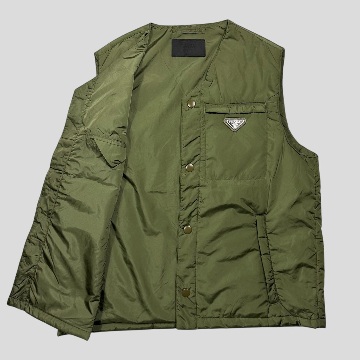 Prada 2023 Nylon Triangle Plaque Logo Padded Gilet Jacket - IT46 (S-M)
