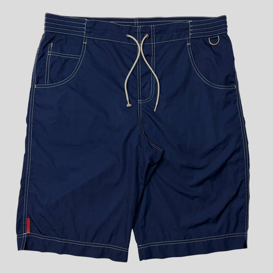 Prada Sport 00’s Nylon Contrast Stitch Baggy Board Shorts - M/L