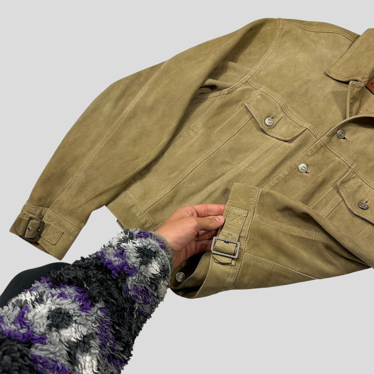 Gucci by Tom Ford 00’s Suede Leather Belted Boxy Trucker Jacket - IT52
