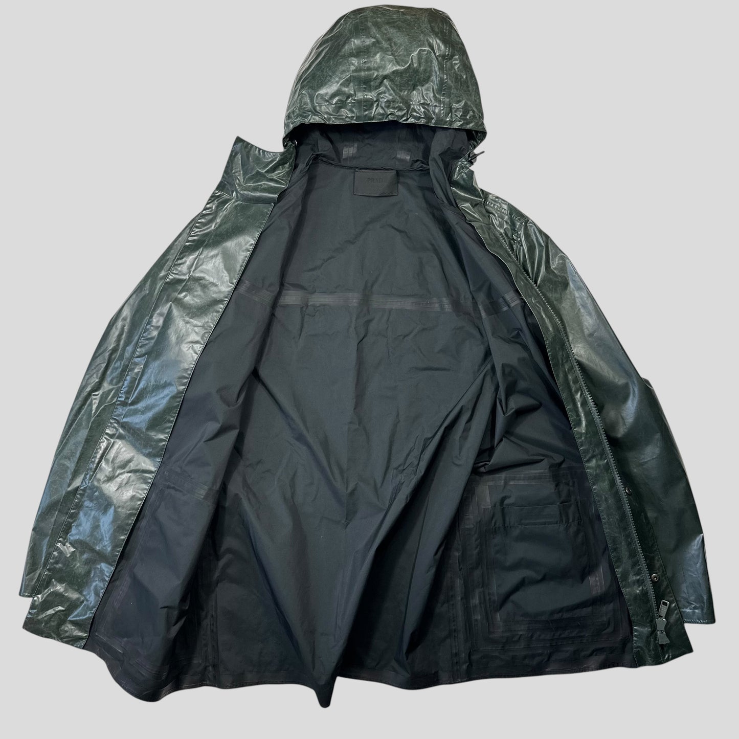 Prada Milano 2015 Taped Seam Toffee Wrapper Technical Jacket - IT50