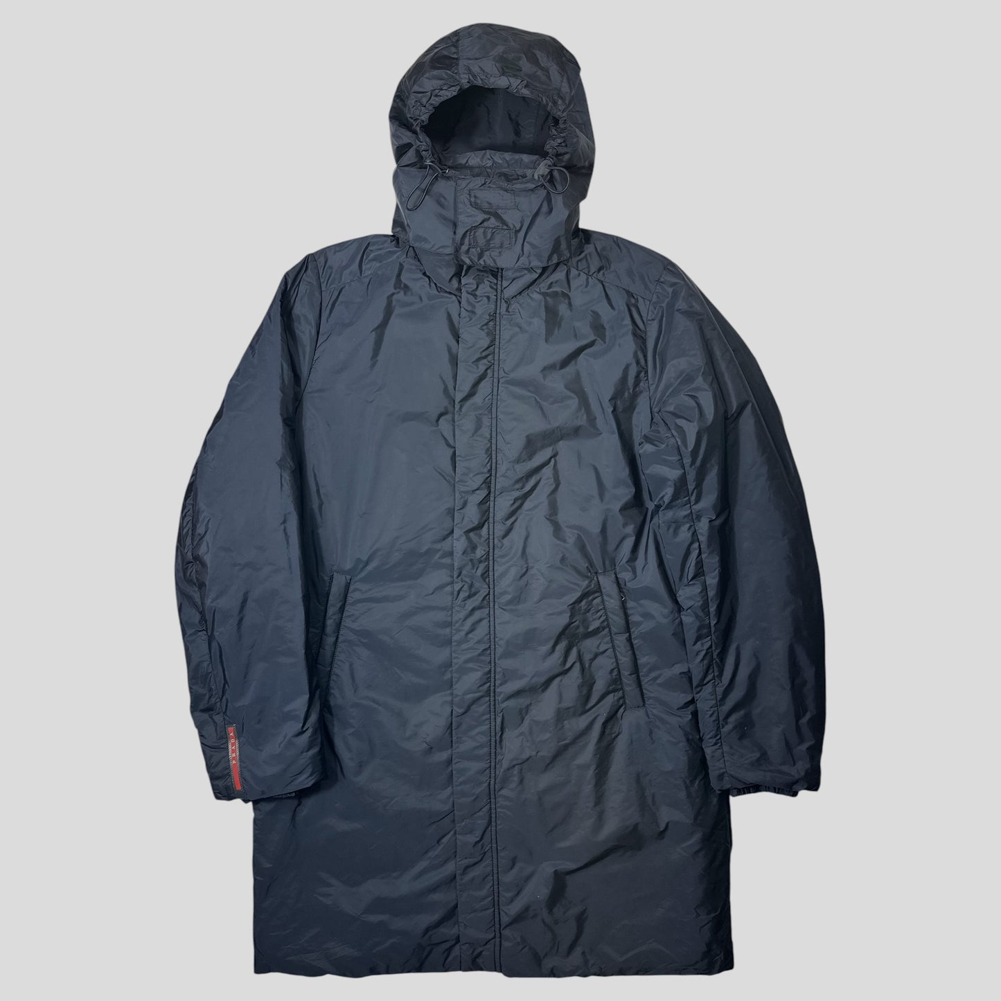 Prada 2015 Red Tab Nylon Padded Technical Parka Coat - L/XL