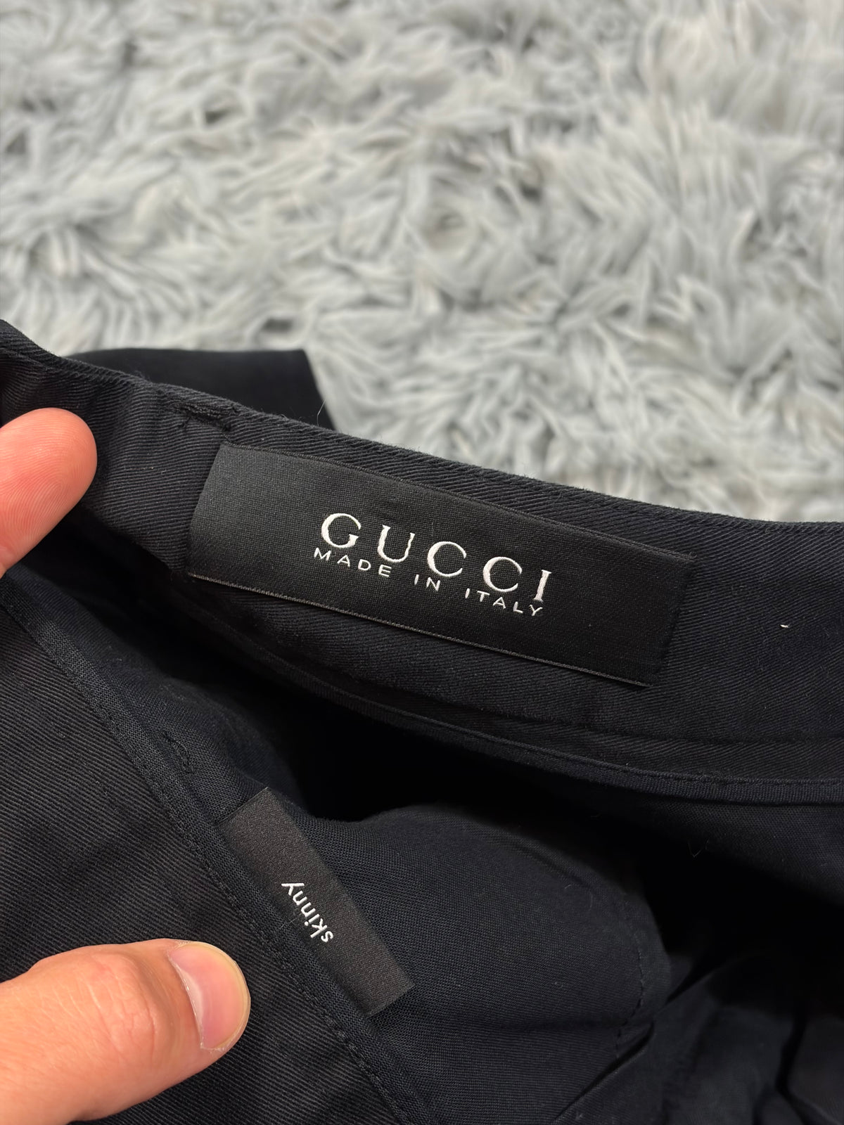 Gucci 2012 by Frida Giannini Leather Logo Black Trousers - 50