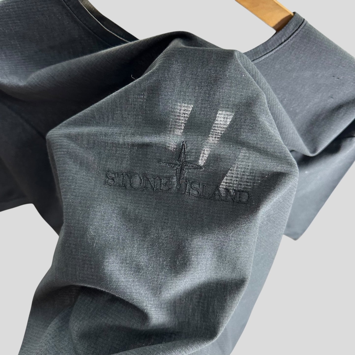 Stone Island 2003 Textured Cotton Embroidered Spellout T-shirt - L/XL